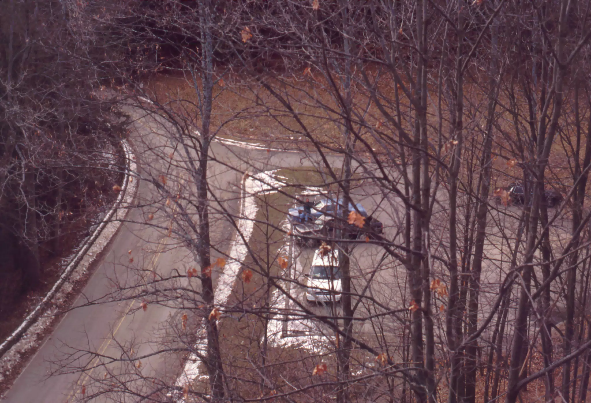 Train Trestle Parking Lot from Bridge in Letchworth State Park