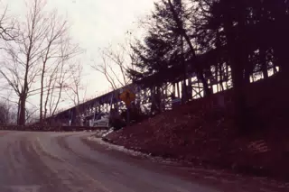 Train Trestle Above Upper Falls in Letchworth State Park from Park Road