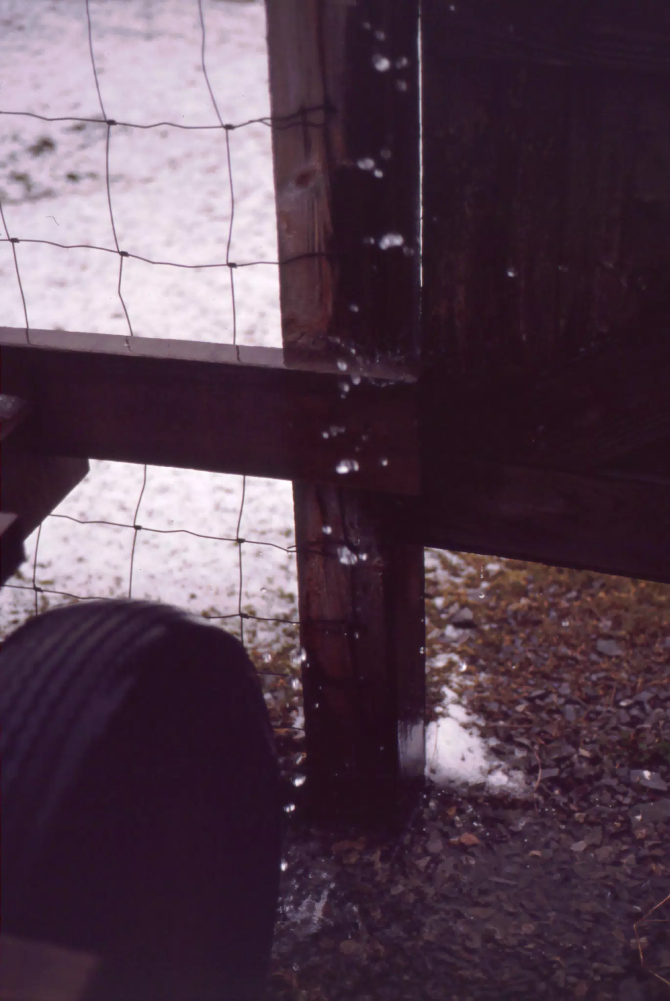 Water Falling from Barn Roof