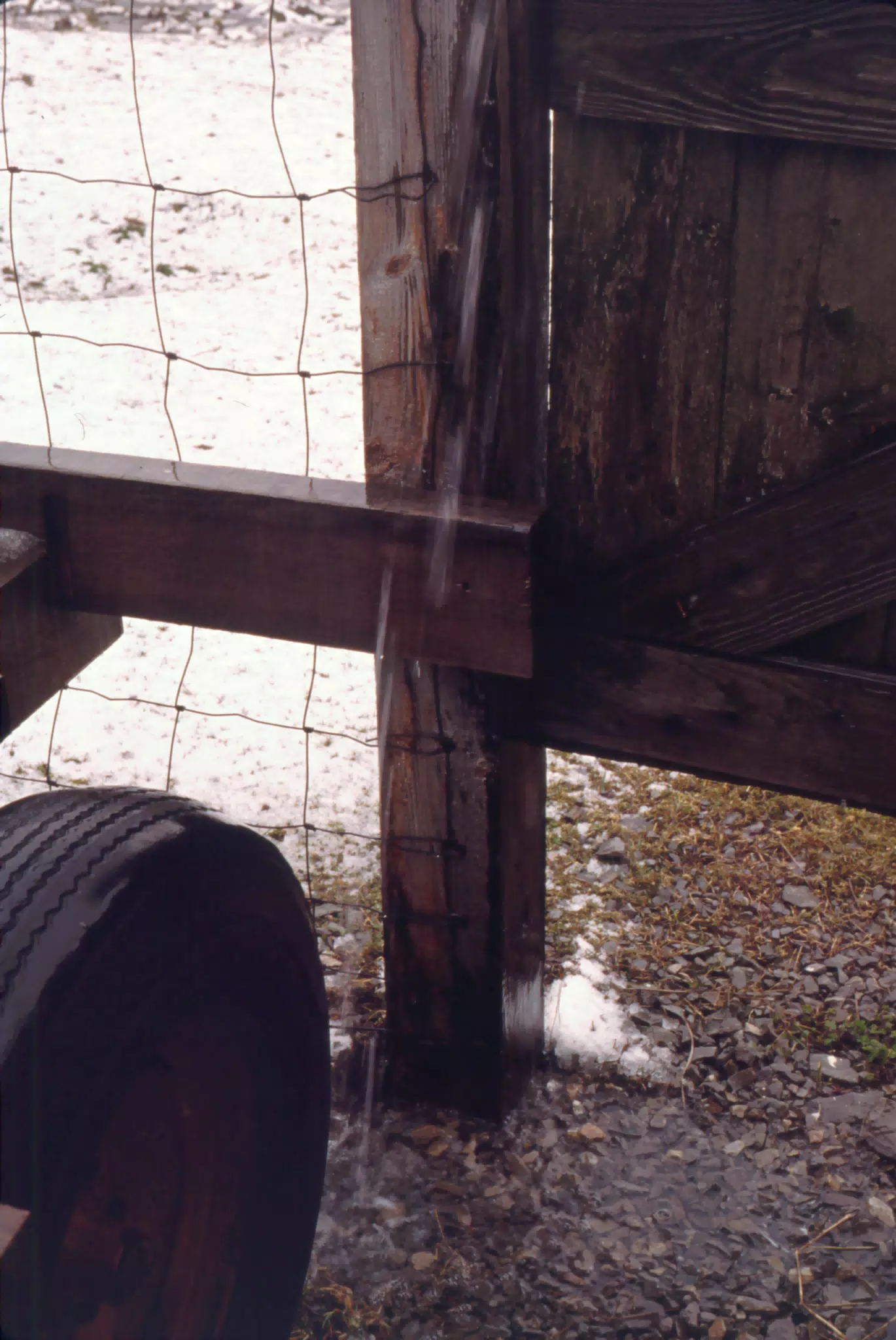 Water Falling from Barn Roof