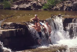 Rich Rookie, Jeff Simpson and Nathan Parker in Waterfall at Taughannock State Park