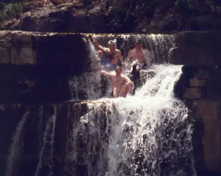 Jeff Simpson, Nathan Parker and Rich Rookie in Waterfall at Taughannock State Park