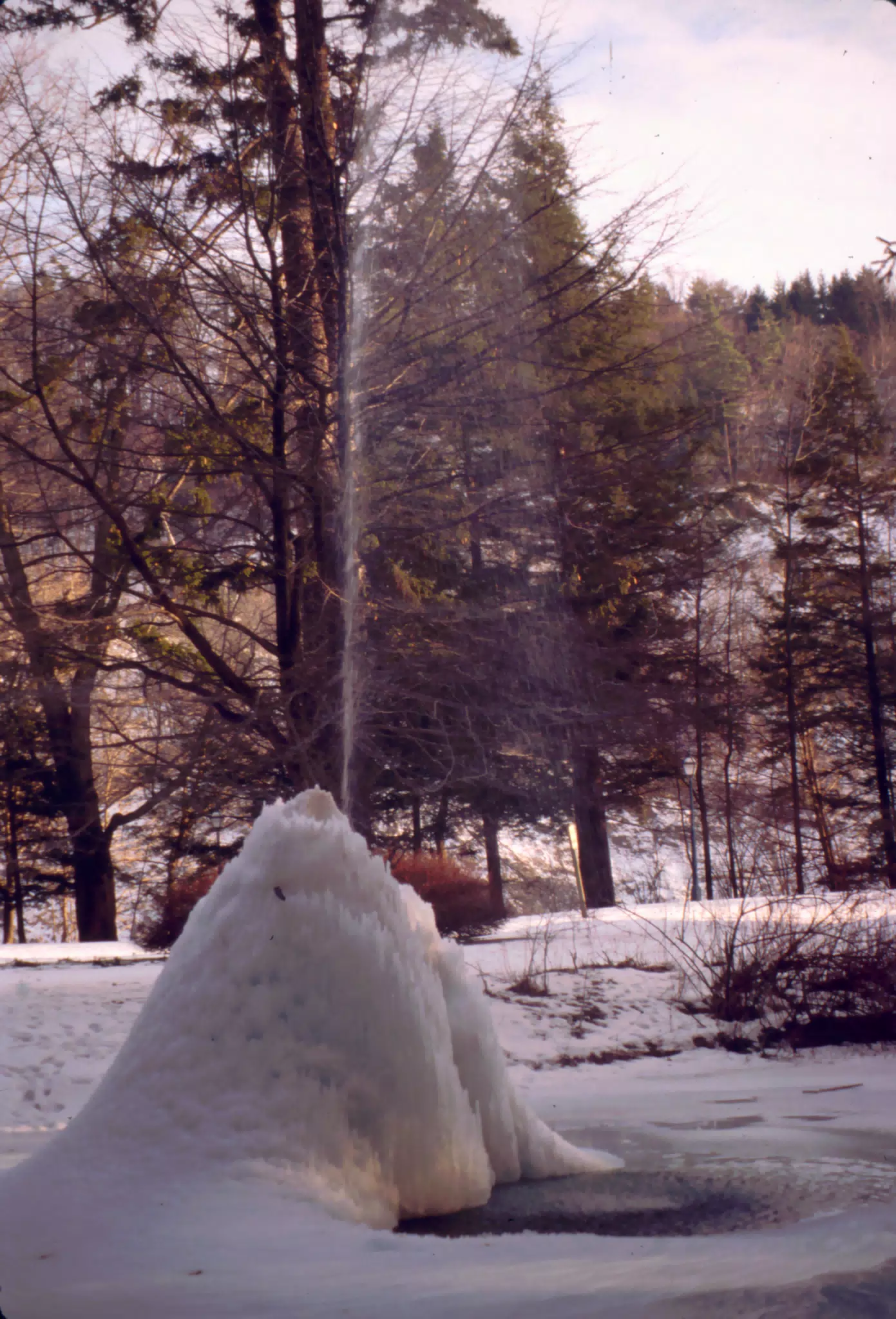 Goldfish Fountain in Winter at Letchworth State Park at the Glen Iris Restaurant