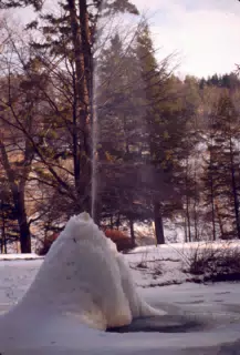 Goldfish Fountain in Winter at Letchworth State Park at the Glen Iris Restaurant