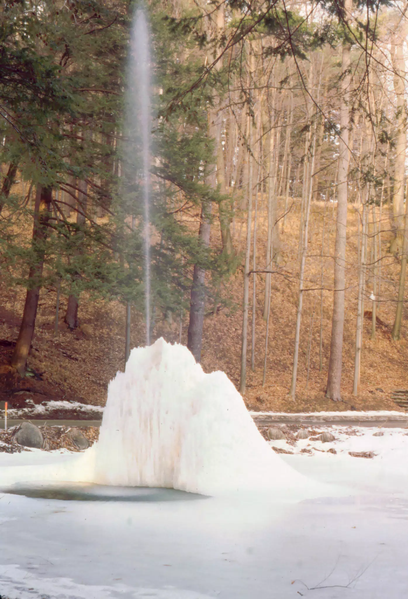Goldfish Fountain in Winter at Letchworth State Park at the Glen Iris Restaurant