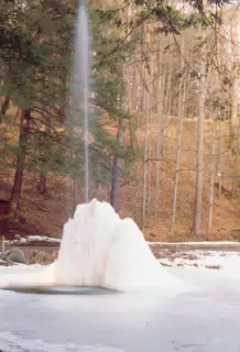 Goldfish Fountain in Winter at Letchworth State Park at the Glen Iris Restaurant