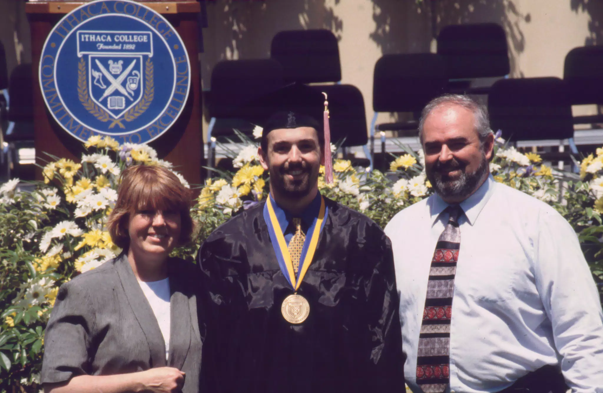 Peggy, Nathan and Eric Parker at Ithaca College Graduation, 1998