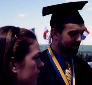 Rachel Parker and Nathan Parker at Ithaca College Graduation, 1998