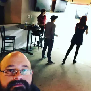 Selfie at Darts with Rachel