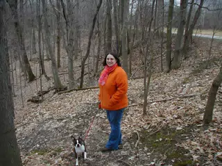 Dominica Miller and Dexter in Letchworth State Park, New York