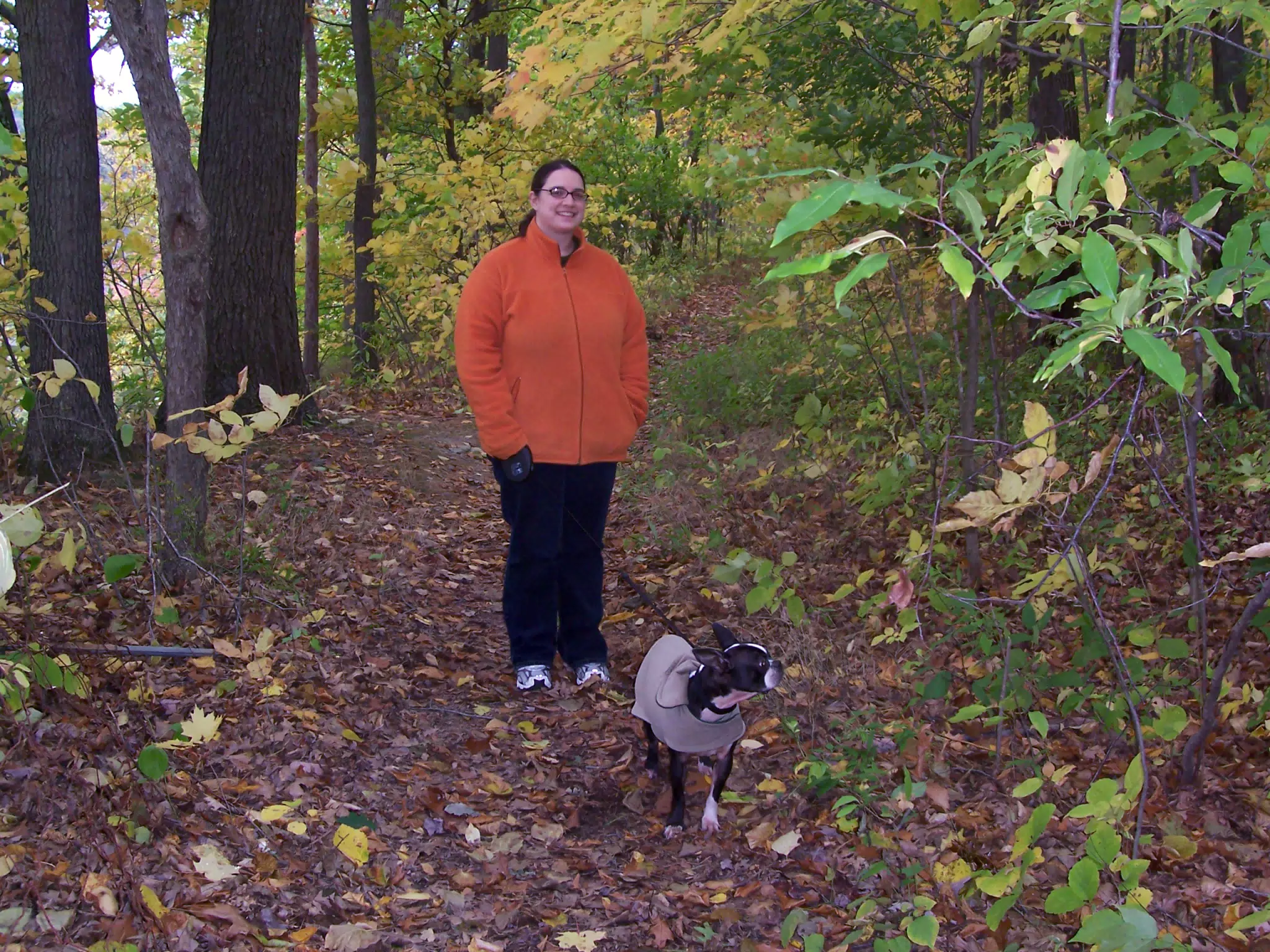 Dominica Miller and Oreo on Trail in Letworth State Park