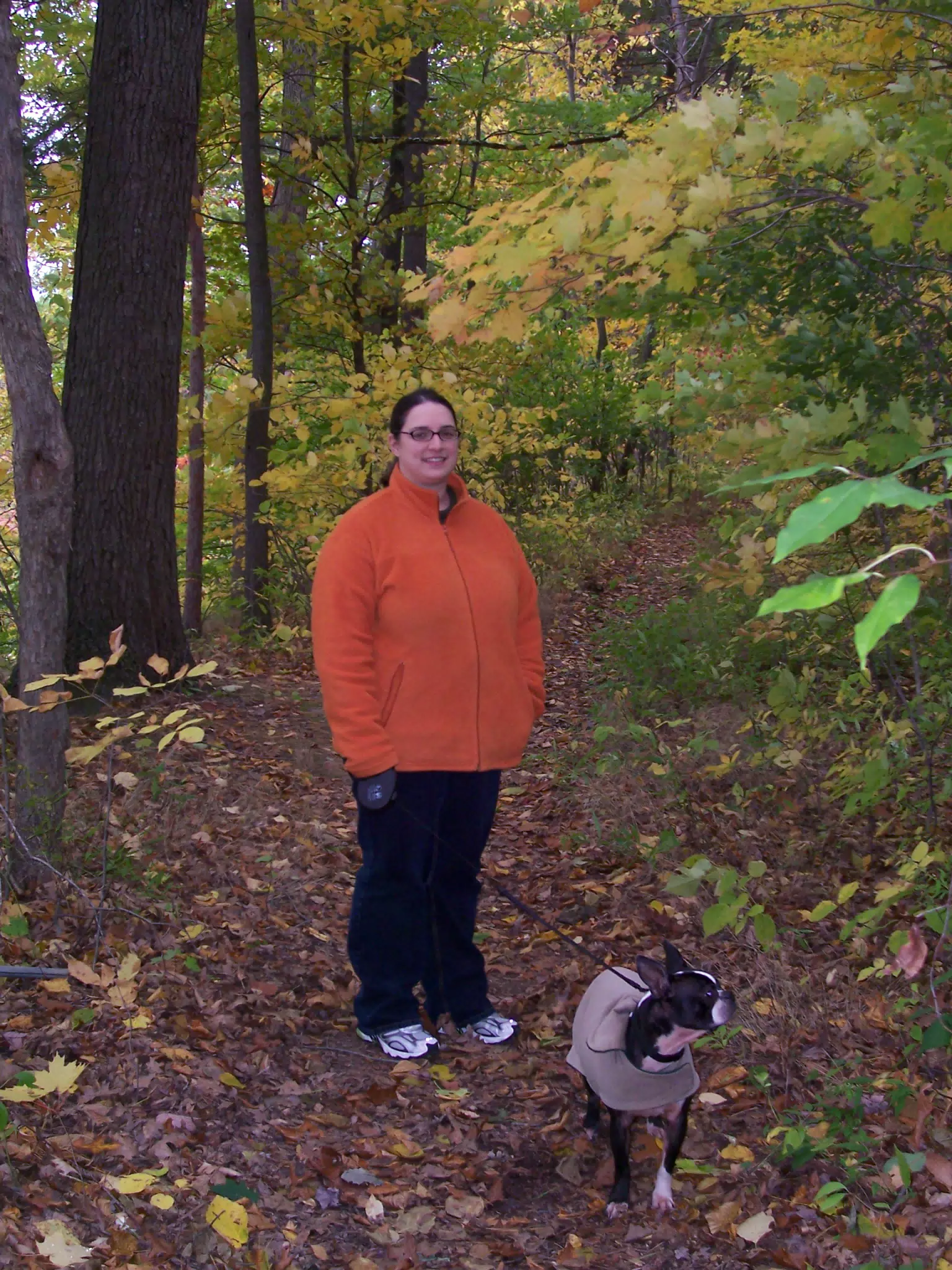 Dominica Miller and Oreo on Trail in Letworth State Park