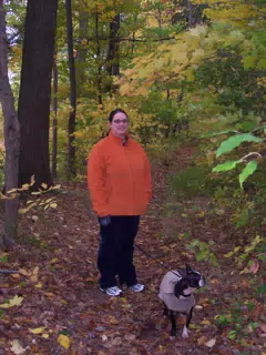 Dominica Miller and Oreo on Trail in Letworth State Park
