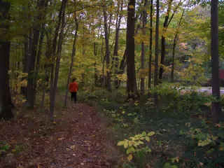 Dominica Miller and Oreo on Trail in Letworth State Park
