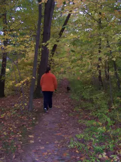 Dominica Miller and Oreo on Trail in Letworth State Park