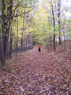 Dominica Miller and Oreo on Trail in Letworth State Park