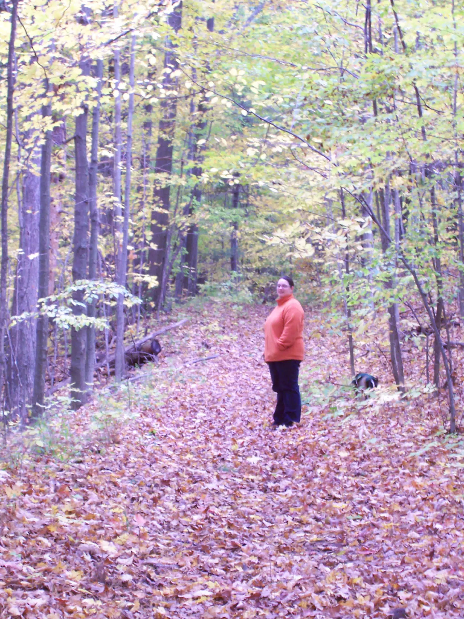 Dominica Miller and Oreo on Trail in Letworth State Park