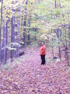 Dominica Miller and Oreo on Trail in Letworth State Park