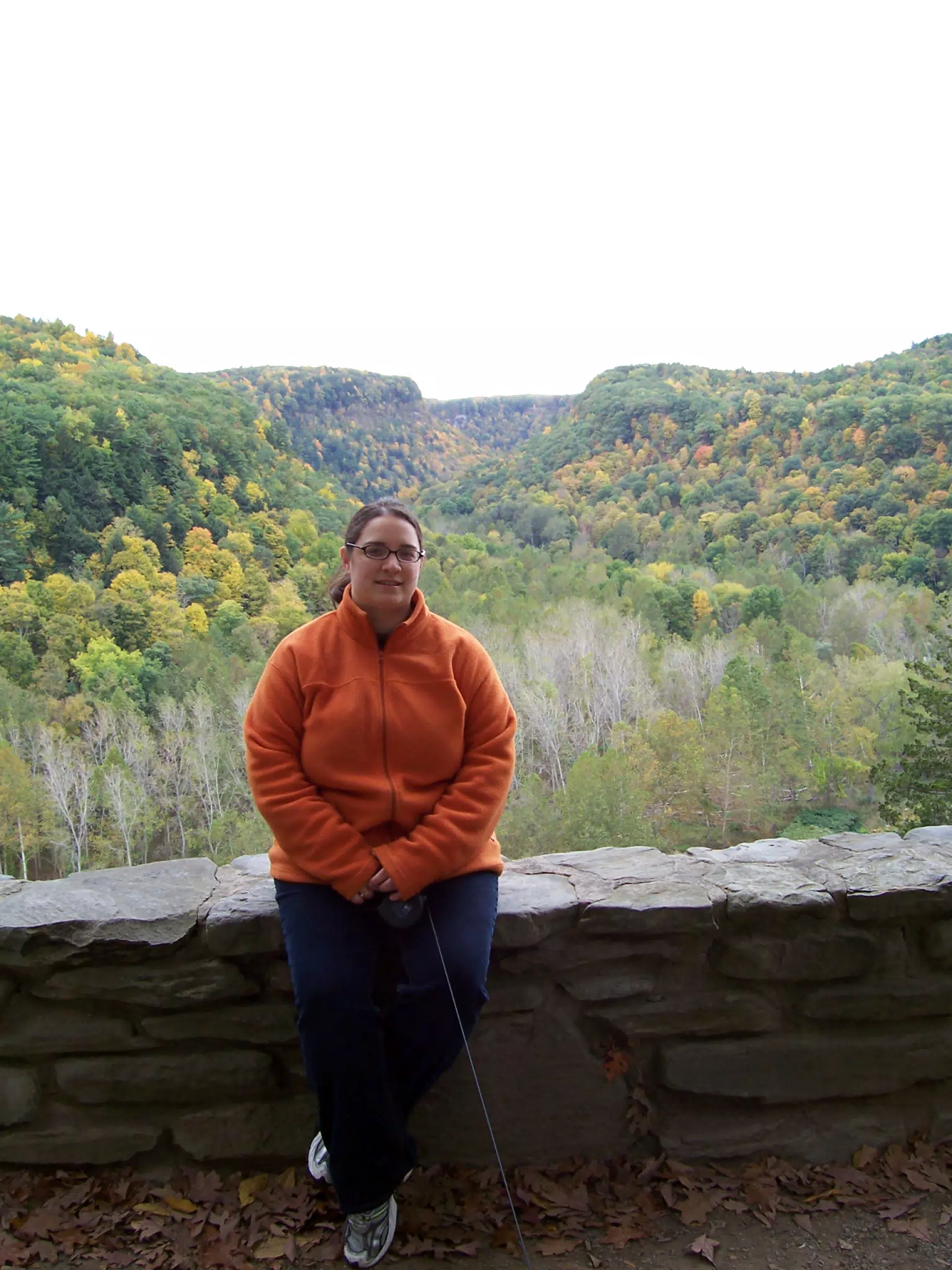 Dominica Miller in front of Letchworth Gorge, Letworth State Park, New York in Autumn