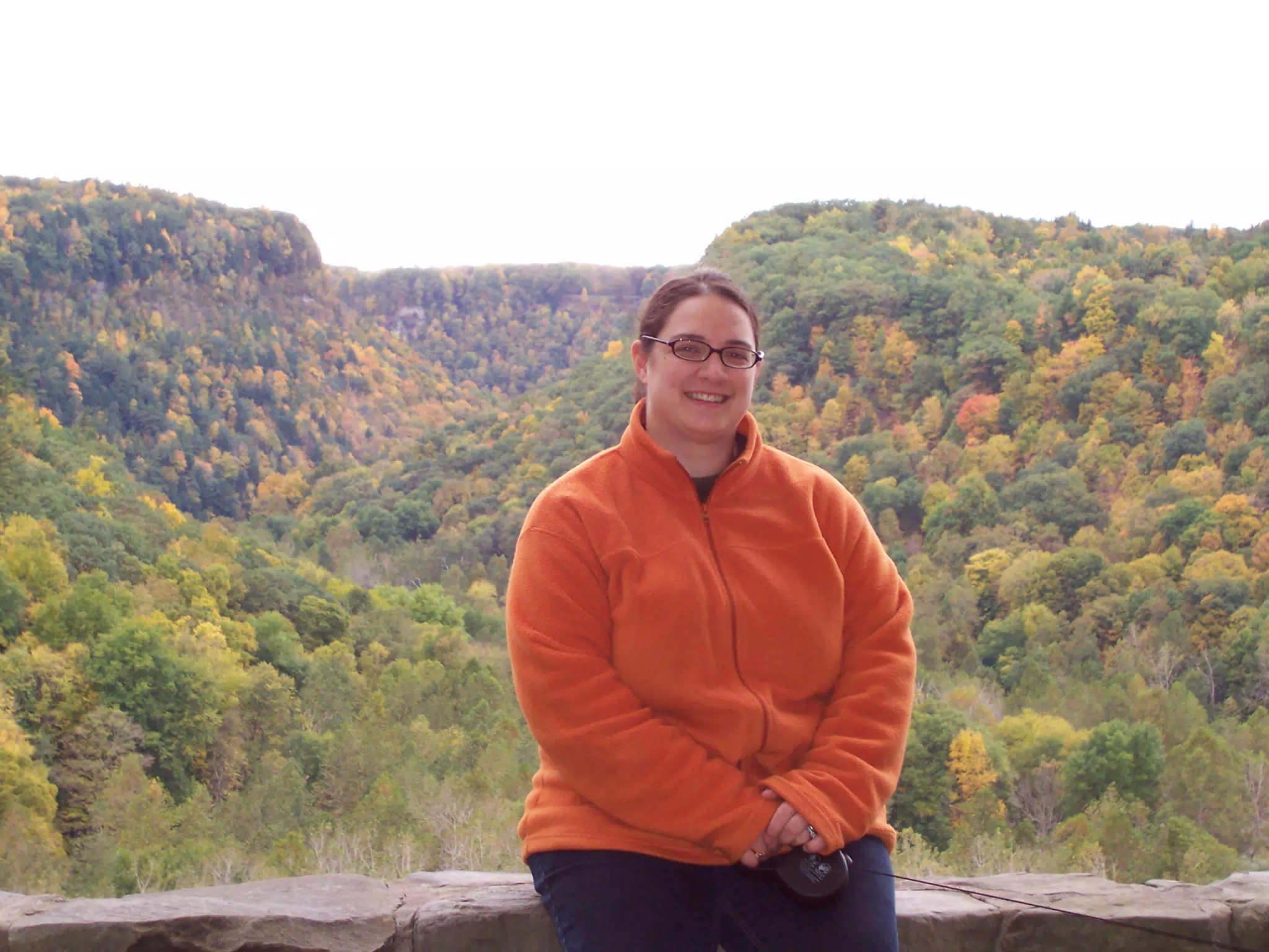 Dominica Miller in front of Letchworth Gorge, Letworth State Park, New York in Autumn