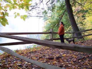 Dominica Miller and Oreo on Trail in Letworth State Park