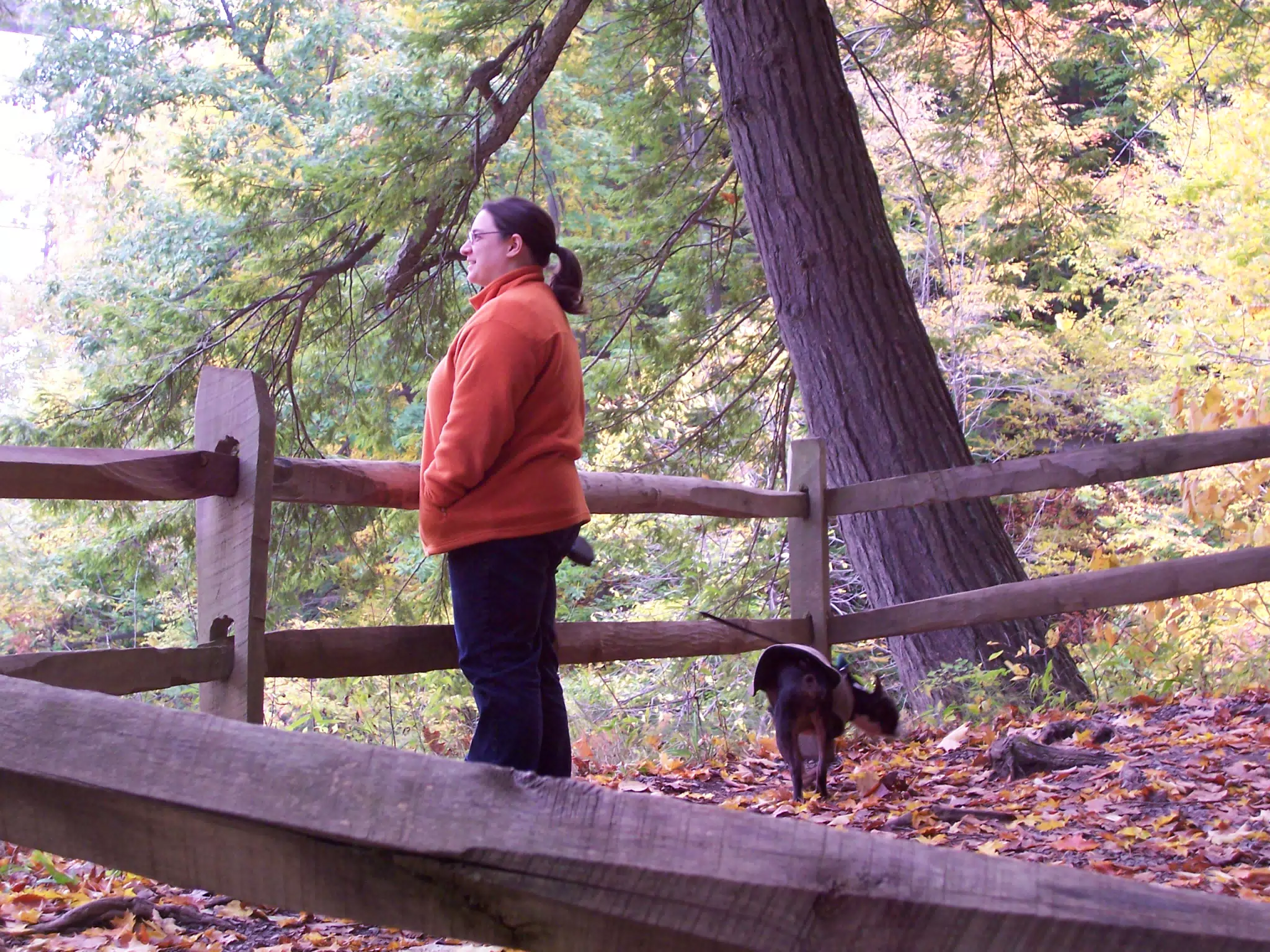 Dominica Miller and Oreo on Trail in Letworth State Park