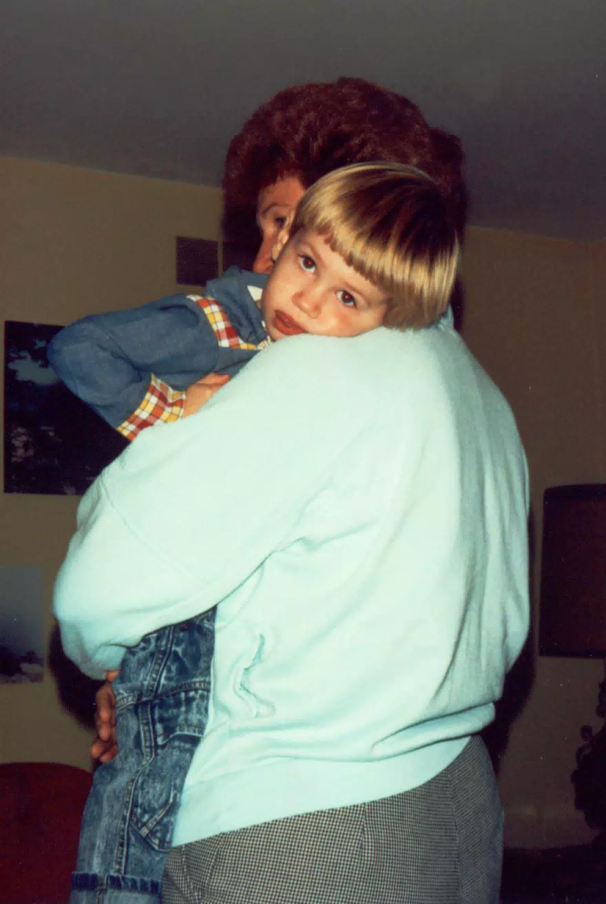 Aunt Sharon carrying Jeremy Richardson