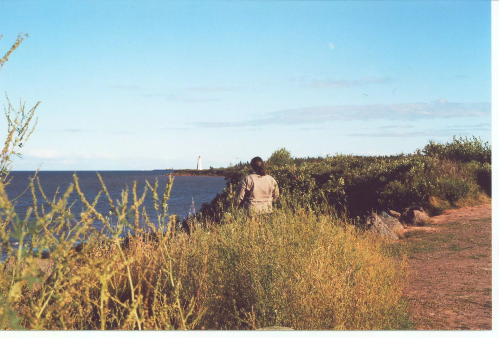 Dominica Miller Looking at Northumberland Lighthouse