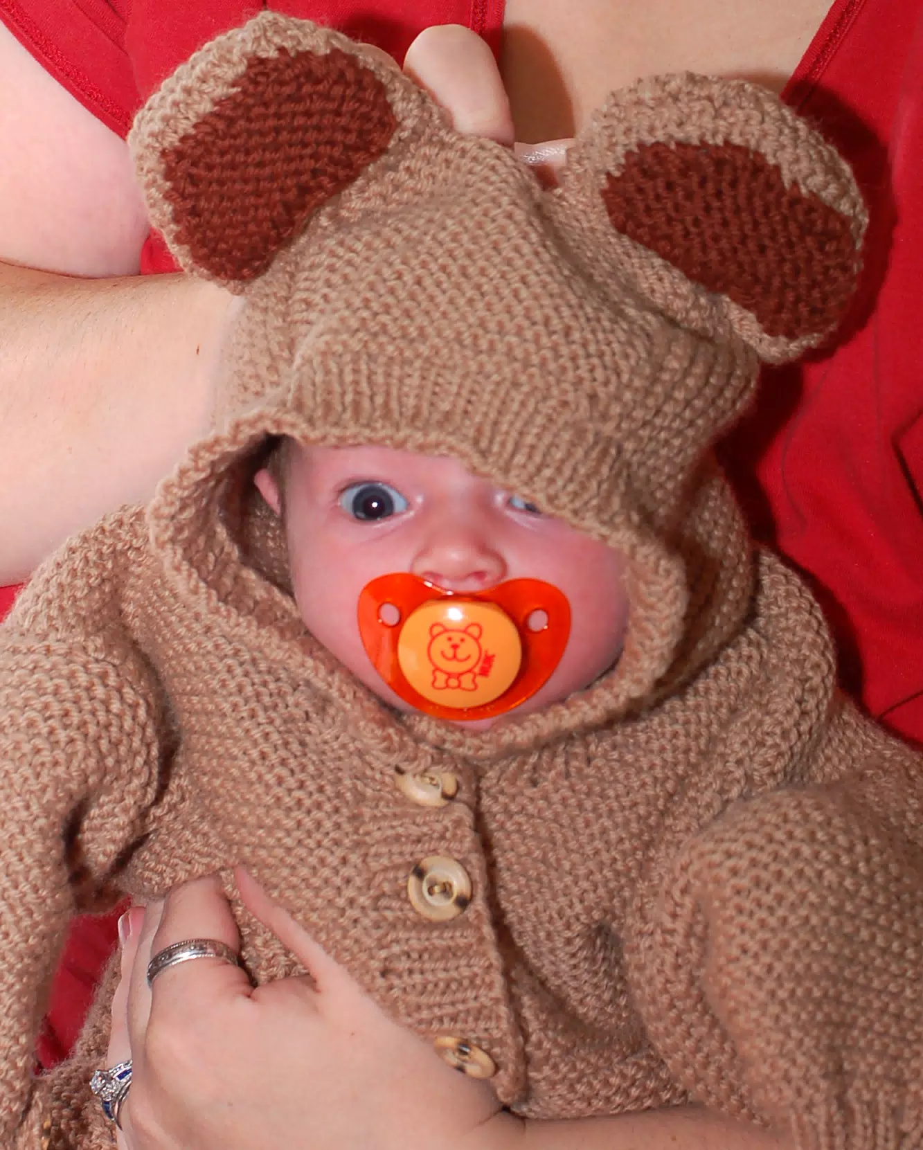 Surprised Liesl in Bear Costume