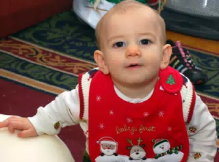 Garrett Posing for Christmas Pictures