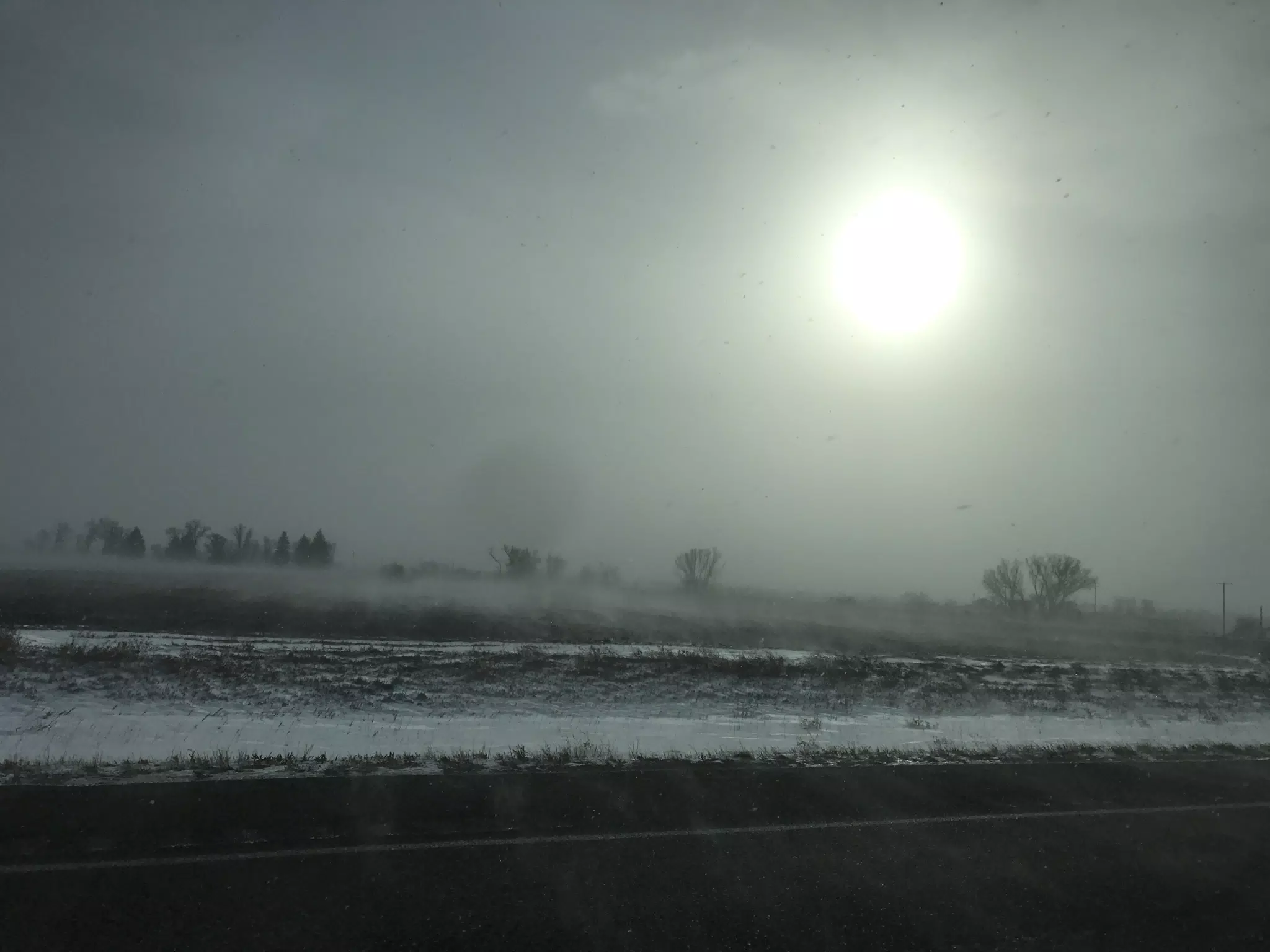 Blizzard from Car Windows in Montana