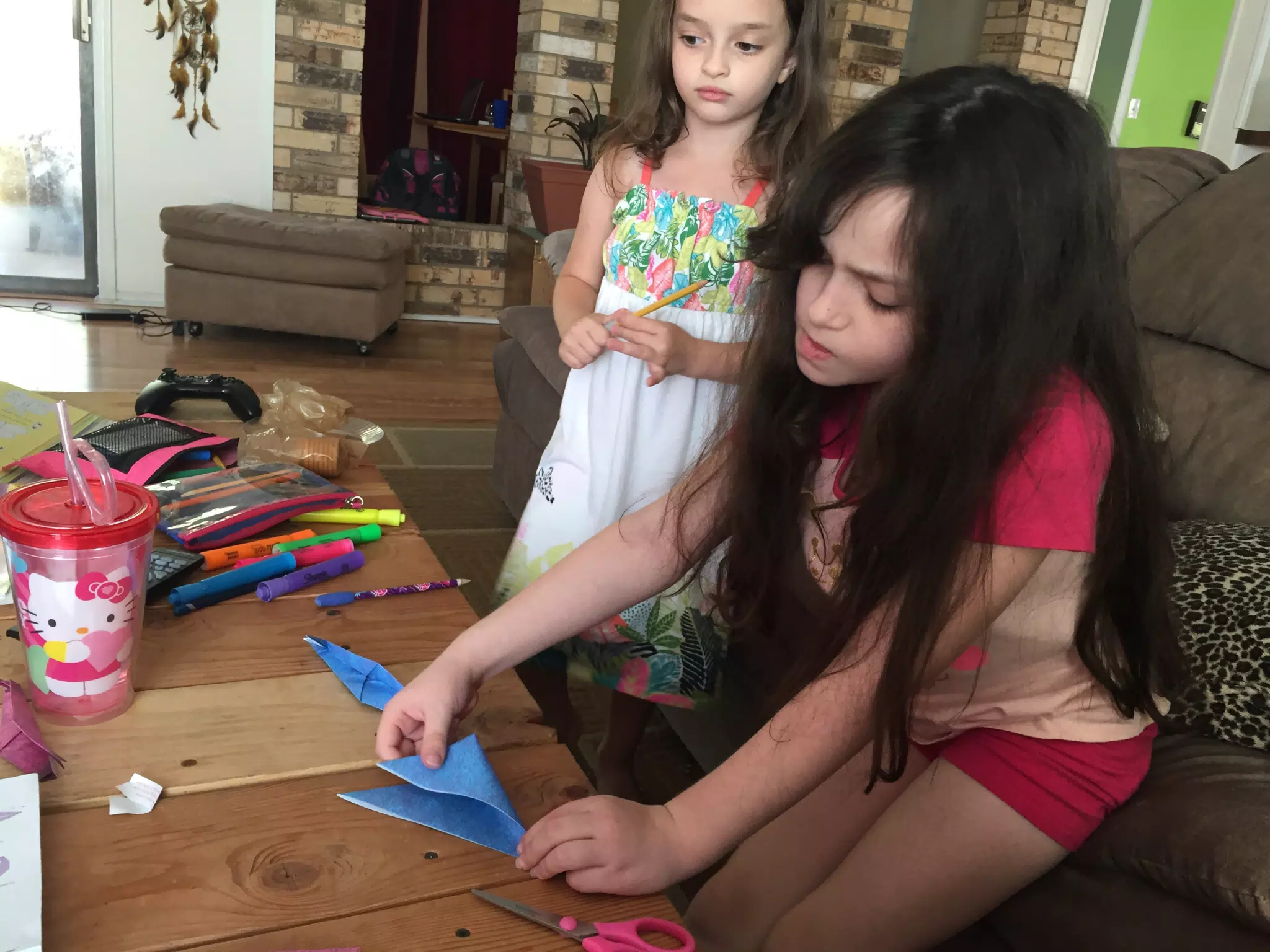 Liesl Doing Crafts at Home
