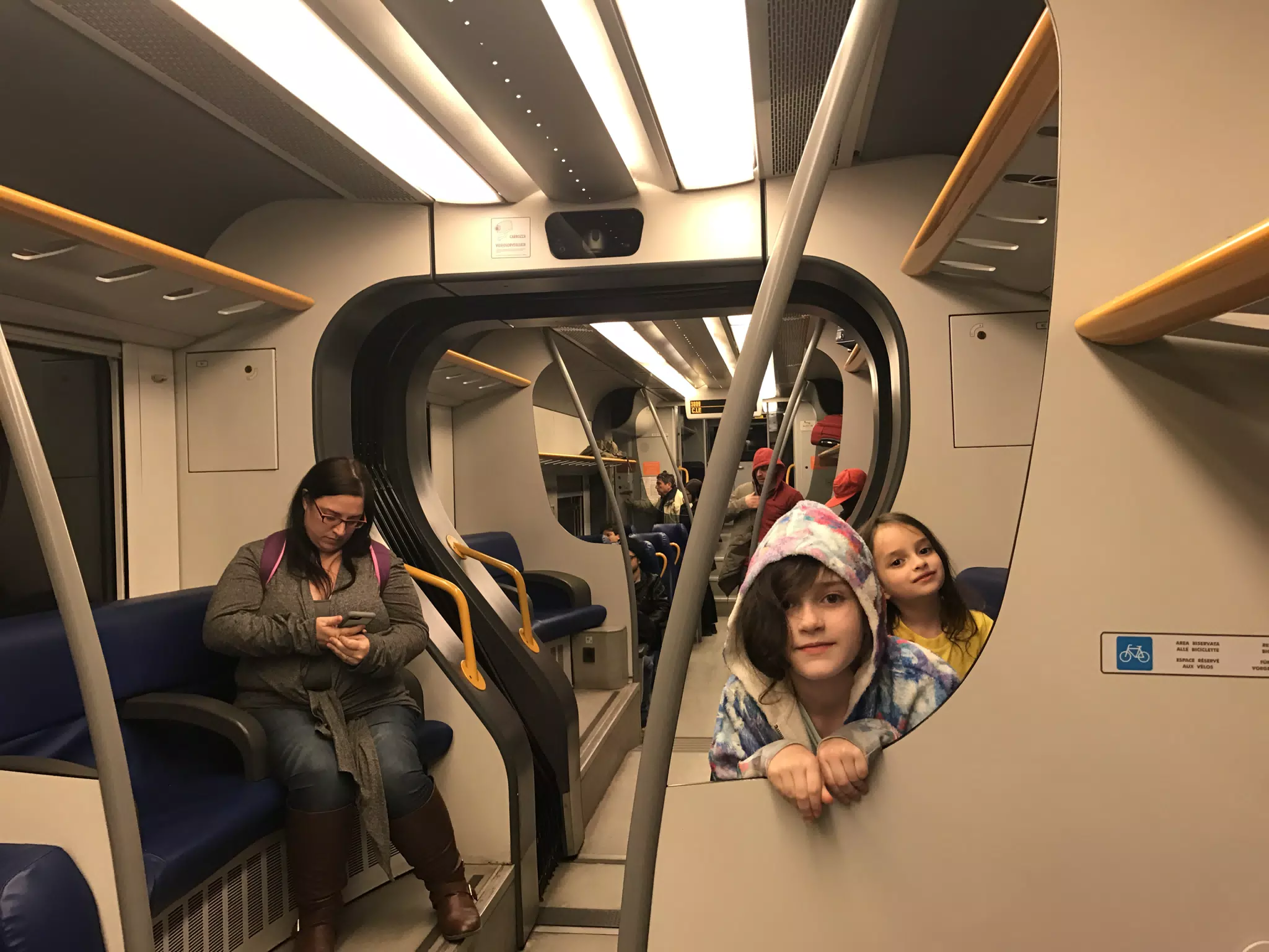 Liesl and Luciana Riding the Train