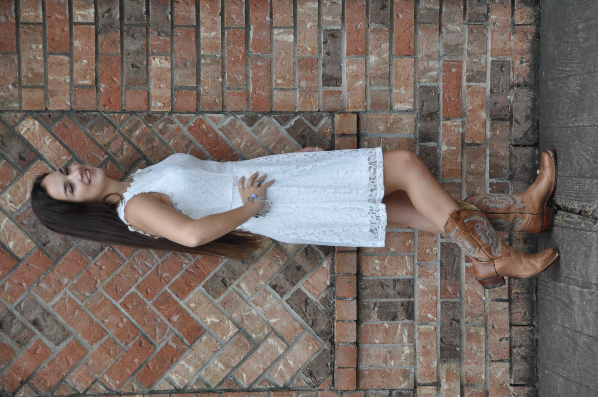Young Model in White Dress