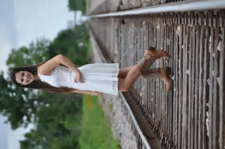 Gorgeous Brunette Teen Model on Train Tracks in Texas