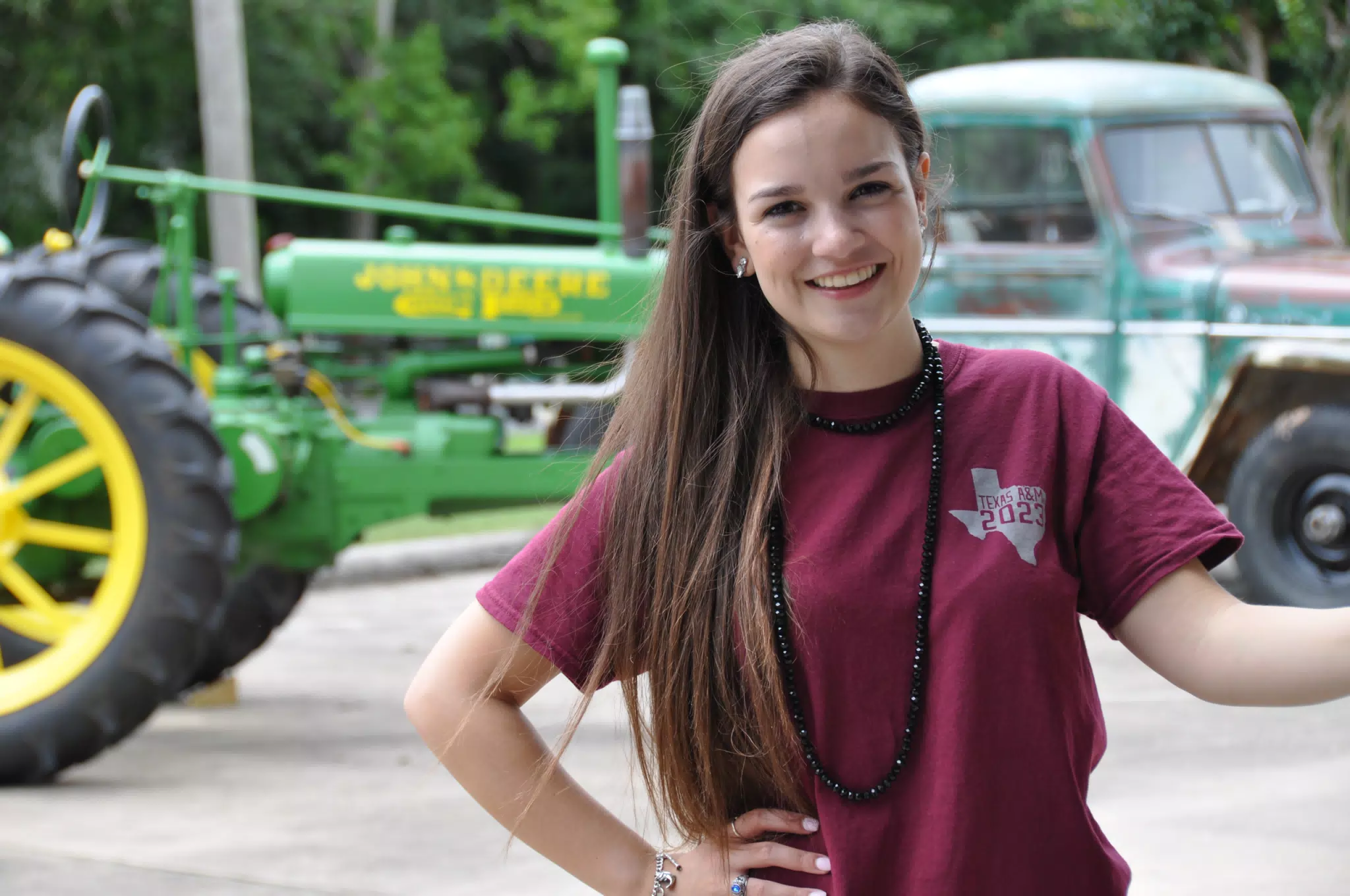 Emily with Antique John Deere