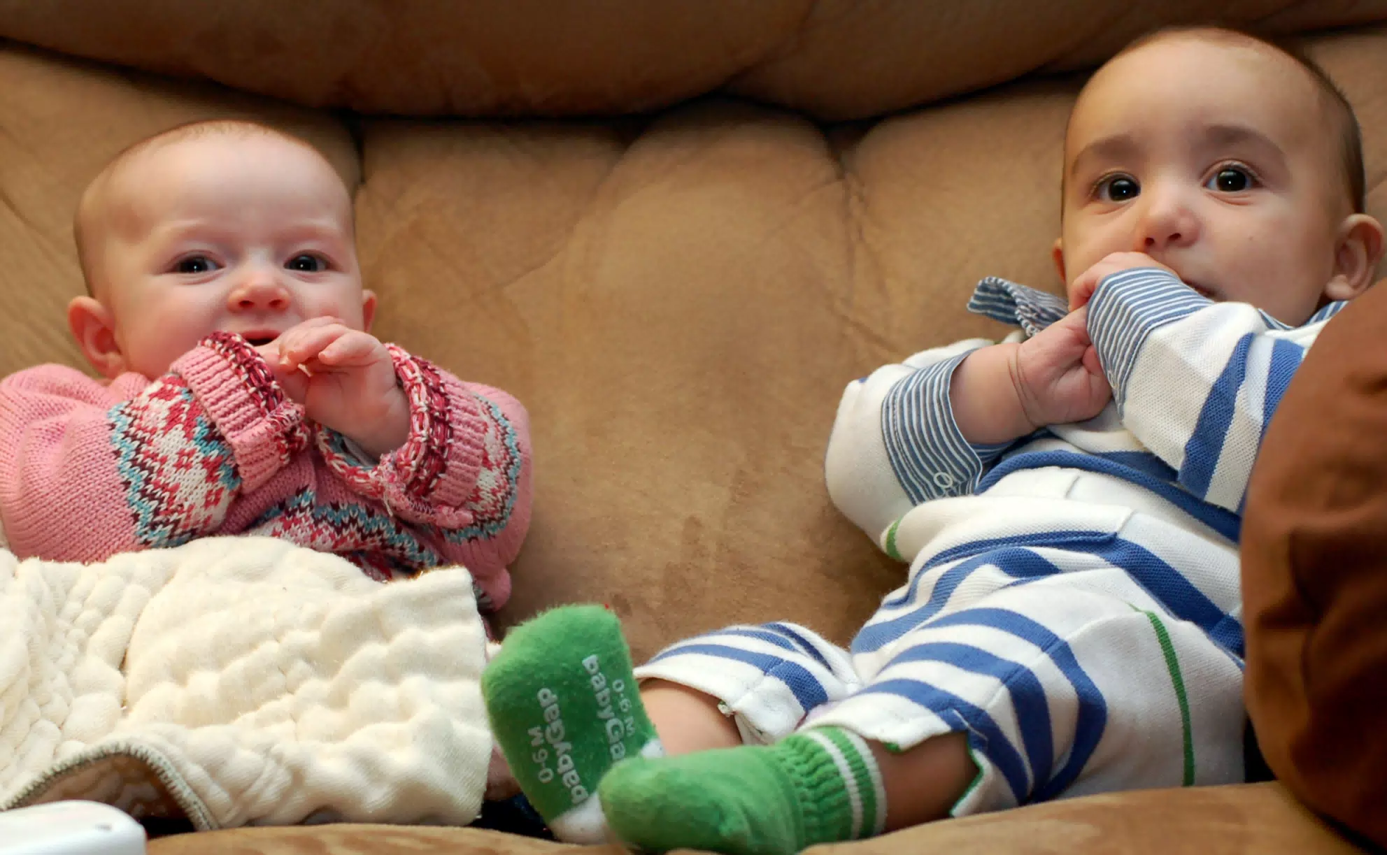 Liesl and Landen Eating Their Hands