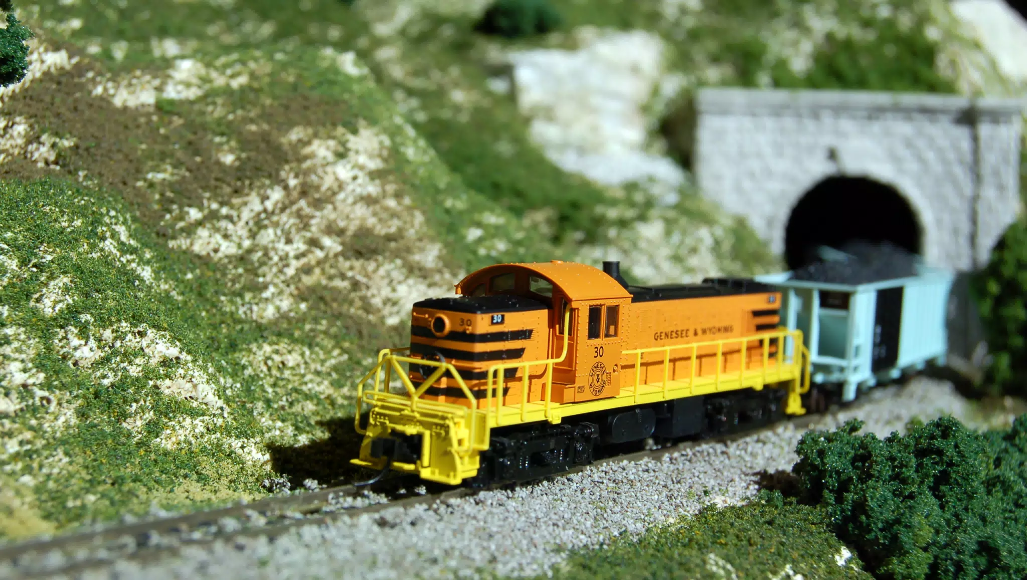 Genesee and Wyoming Alco RS1 RN 30 Pulling Coal from Tunnel