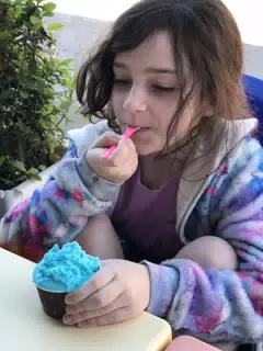 Liesl Eating Gelato in Avola