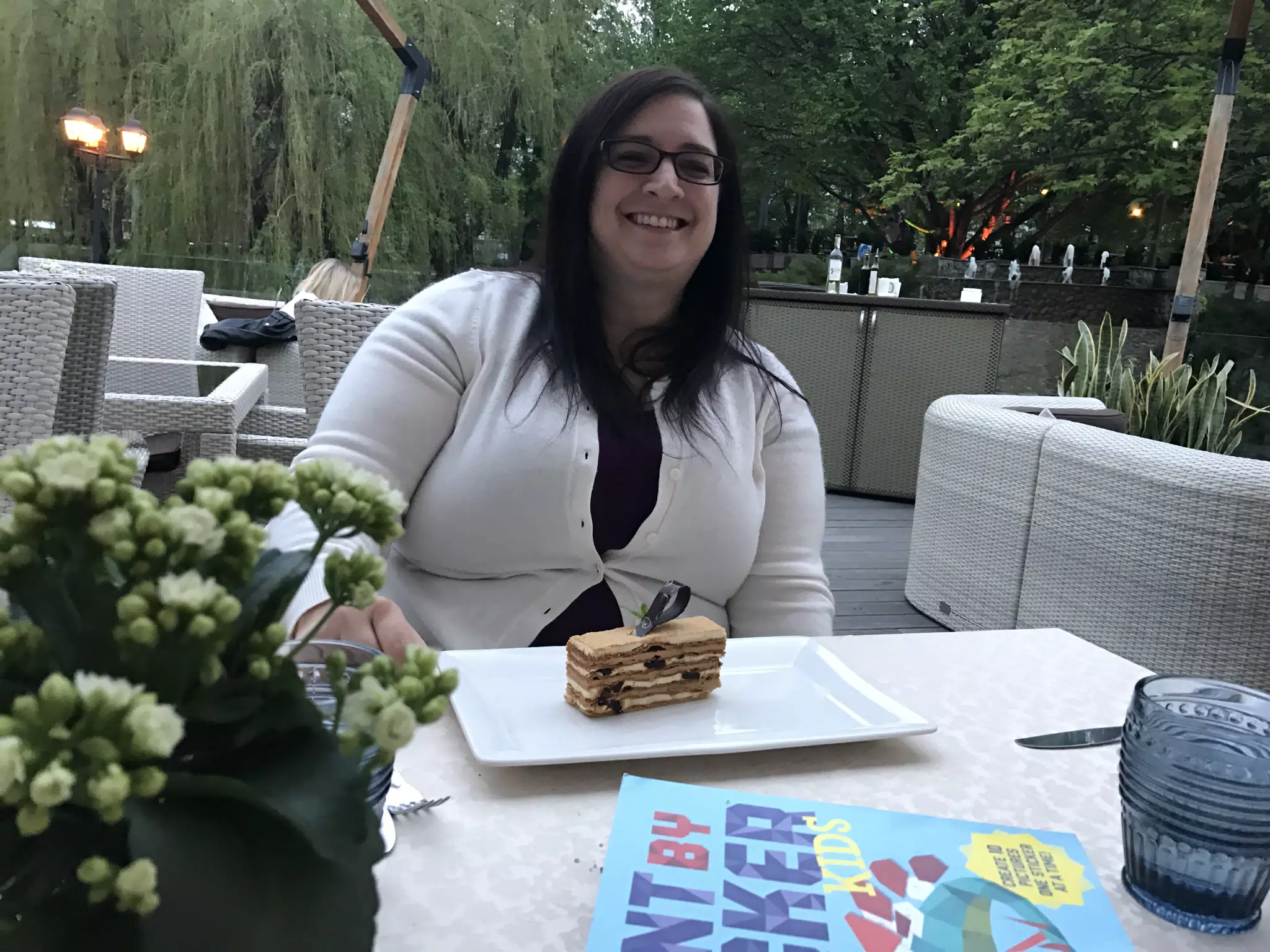Dominica Eating Dessert in Kiev, Ukraine