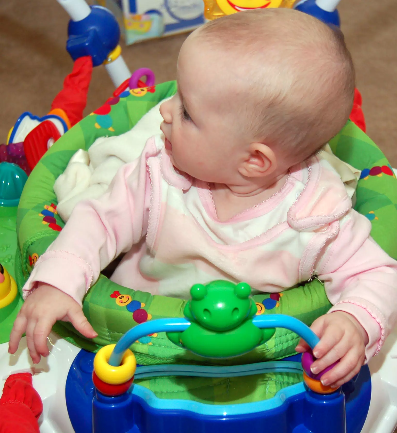 Liesl Surprised in Her Bouncer