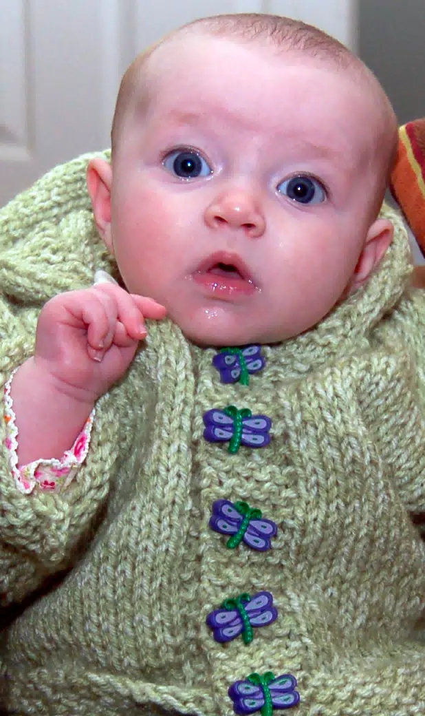 Liesl Posing in Green Sweater