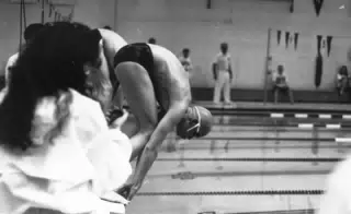 Swimmers on Diving Blocks