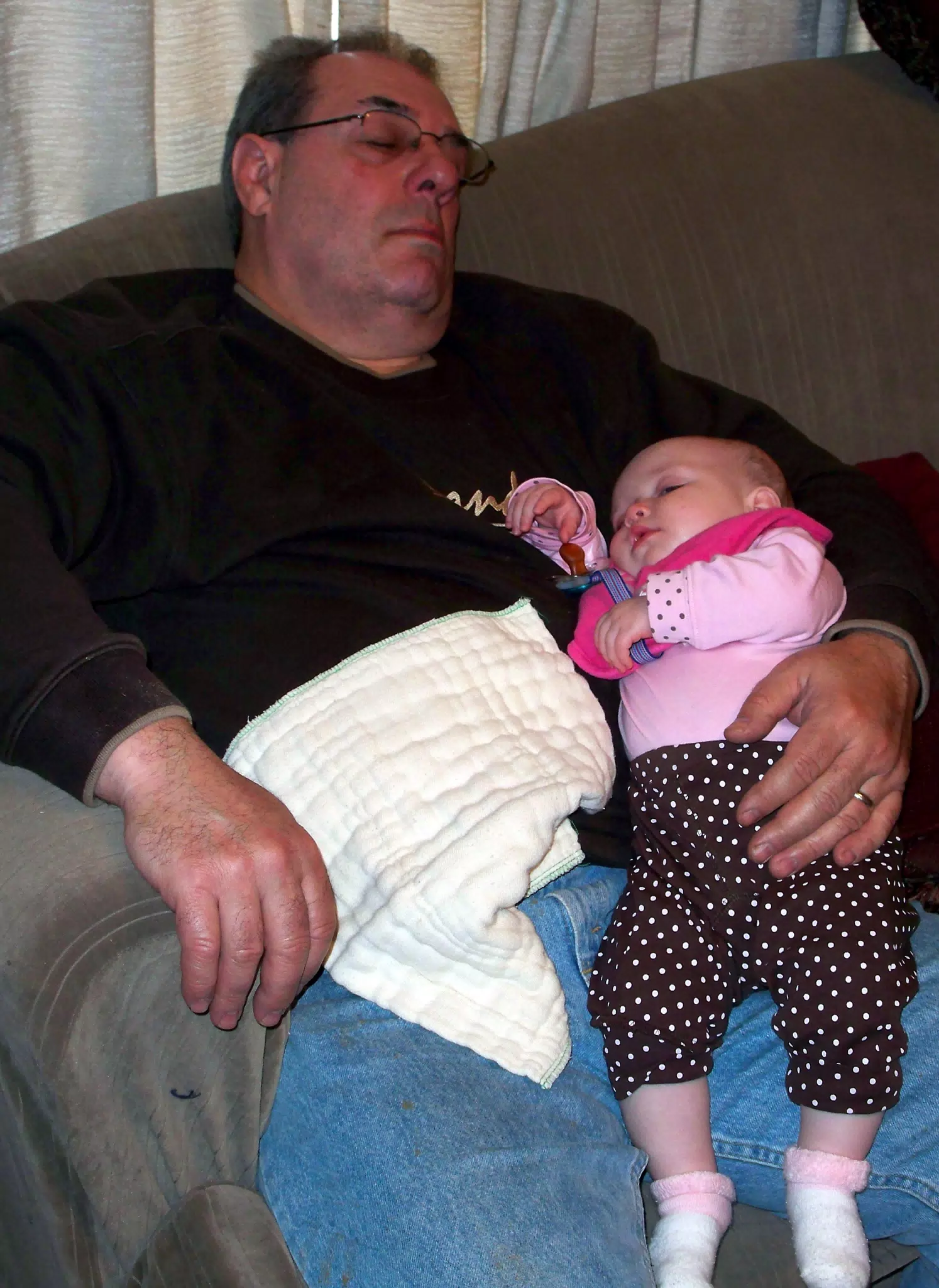 Liesl Sleeping on Grandpa Tocco