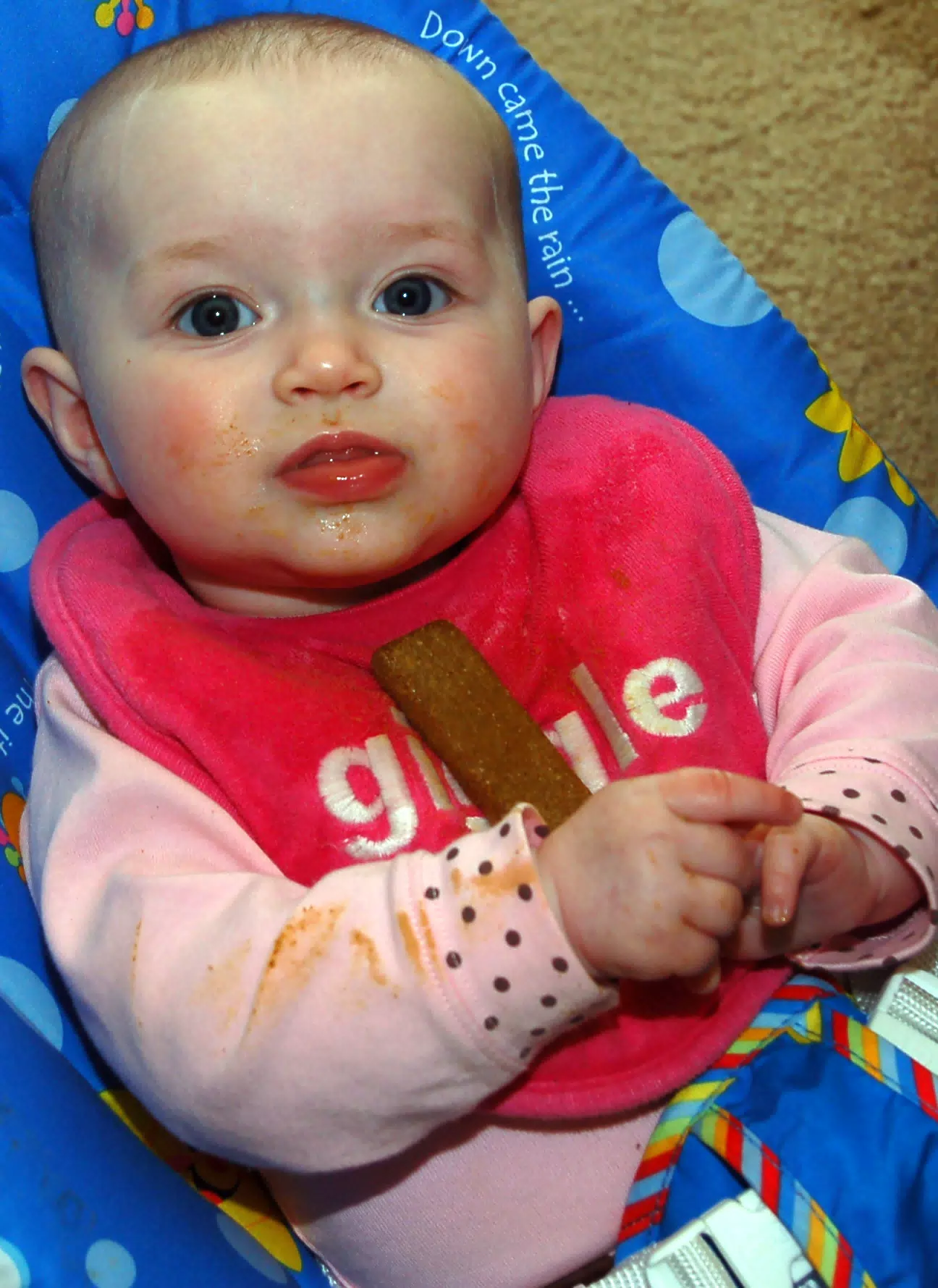 Liesl Eating Teething Cookie - What a Mess
