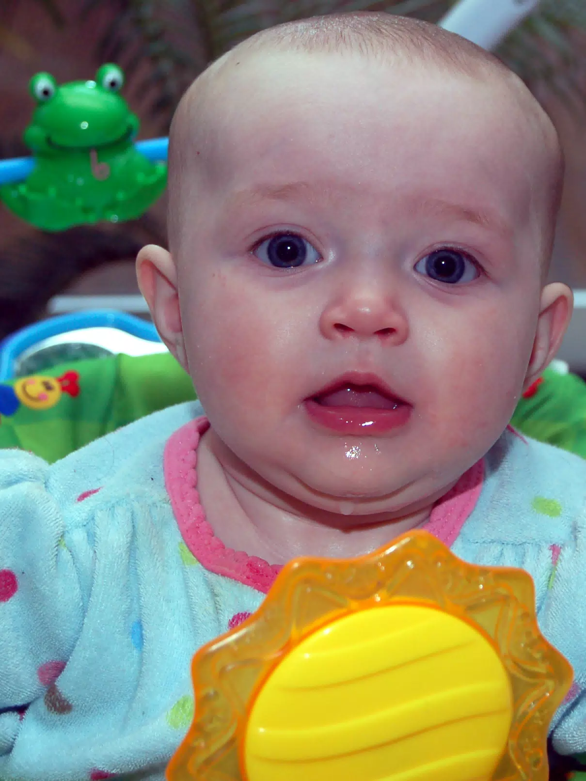 Liesl Drooling in Her Bouncer