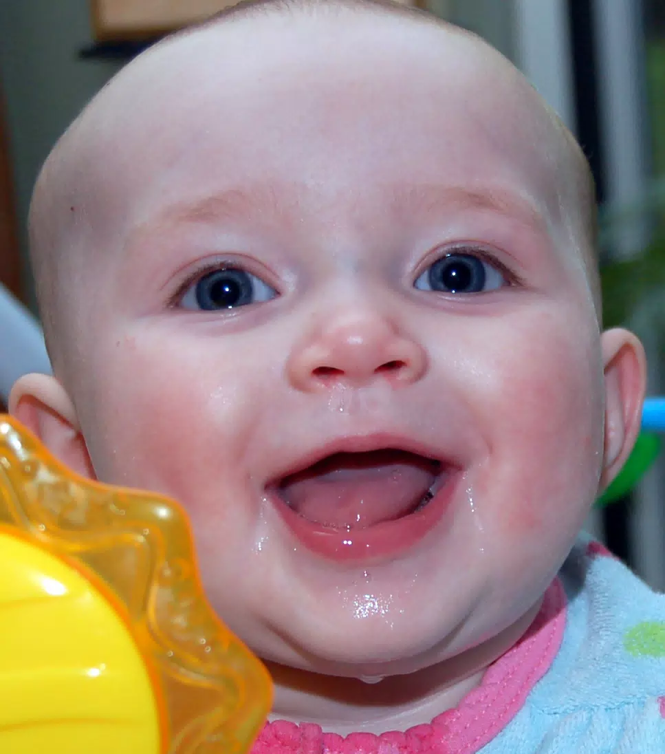 Liesl Happy and Drooling from Teething