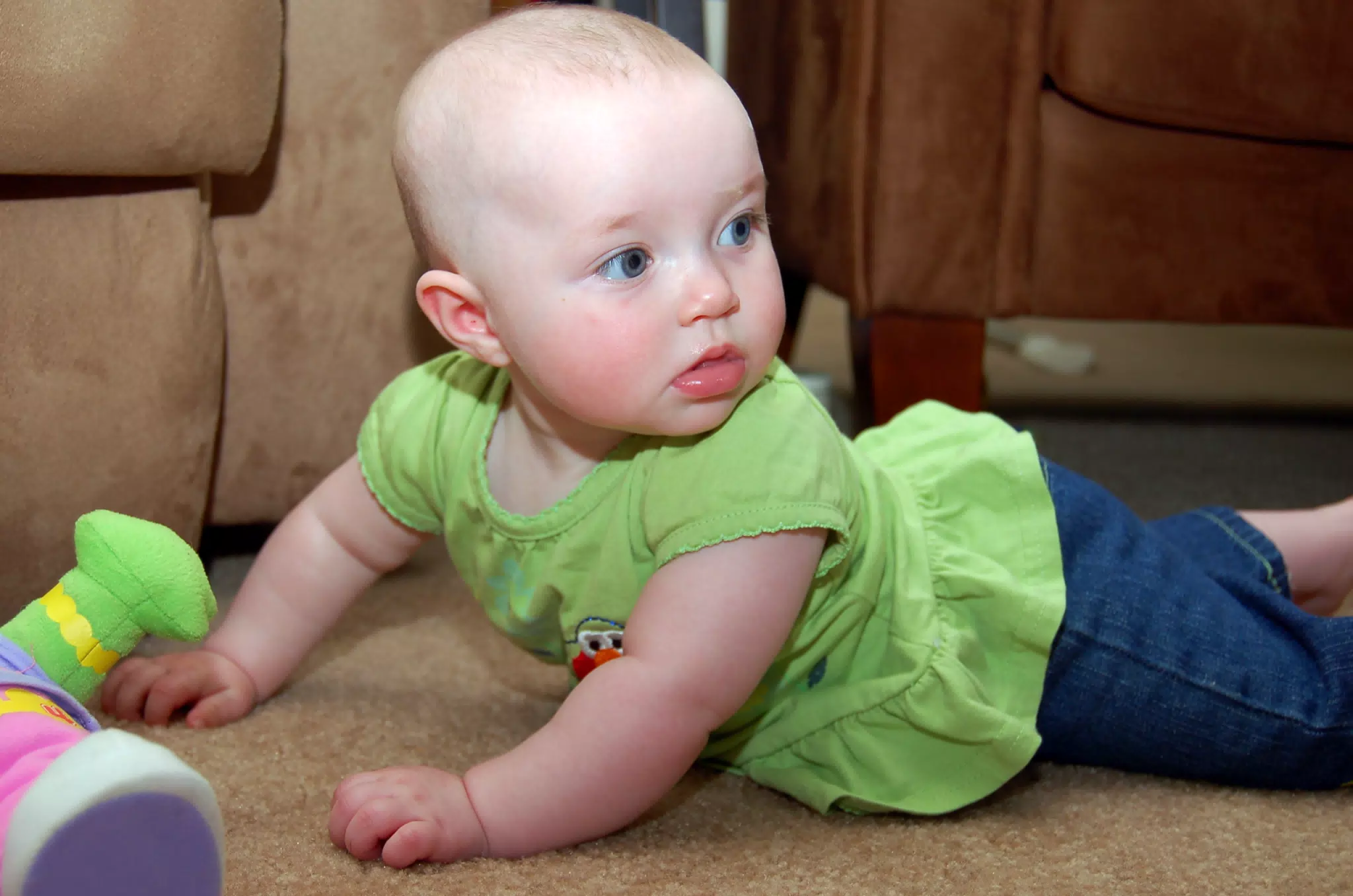 Liesl on Floor with Lilly by Recliner