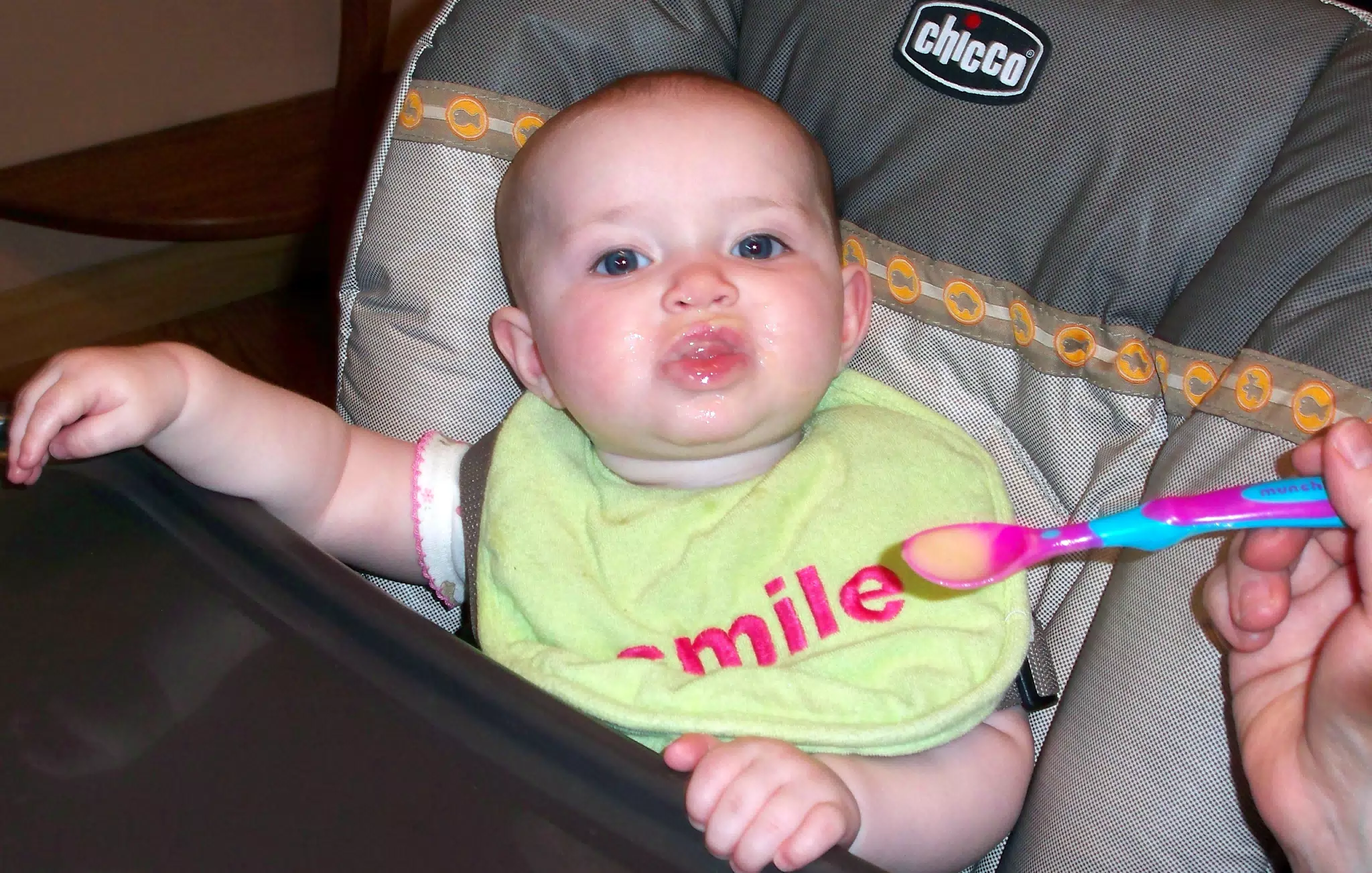 Liesls First Day of Really Eating from a Spoon