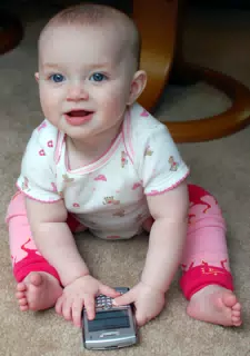 Liesl Laughing with BlackBerry